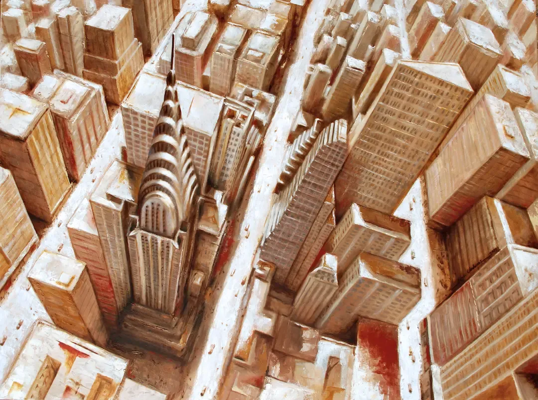 Nueva York Oleo Sobre Tabla Jorge Urdanoz